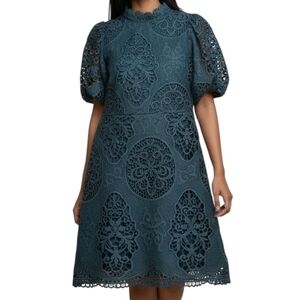 GB Girls Emerald Green Thick Lace High Neck Mini Dress Size 8